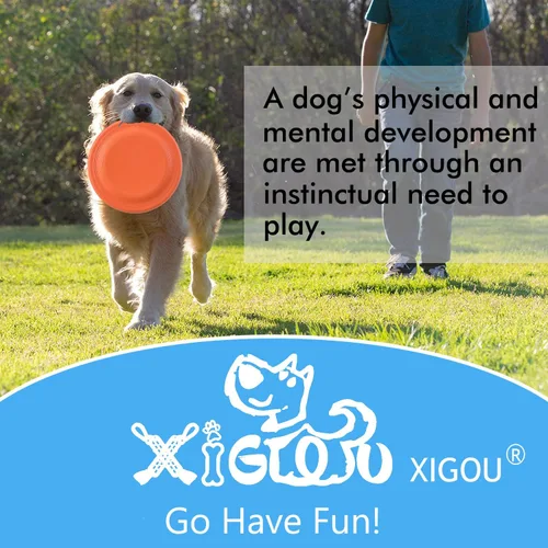Miniatura 7 de XIGOU Disco volador para perros – Juguete de goma duradero para perros – Disco volador de goma indestructible de 9.25 pulgadas para perro – Naranja