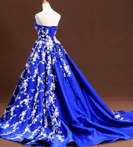 Miniatura 3 de Kivary Vestidos de noche formales de satén con encaje blanco largo de baile con cuello en V estilo gótico