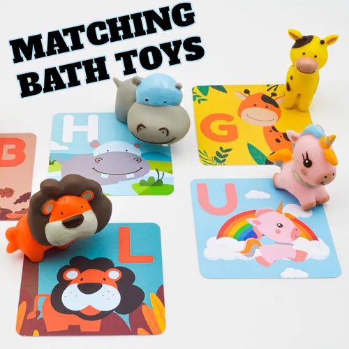 Miniatura 5 de SplashEZ Tarjetas didácticas para niños pequeños, 26 letras del alfabeto y palabras de animales, libros de baño para bebés, impermeables, ABC