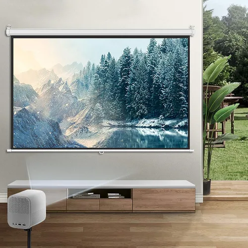 Miniatura 2 de Pantalla de proyector, pantalla de proyector desplegable manual, 4:3/16:9, con mecanismo de bloqueo automático, pantalla de proyección de techo