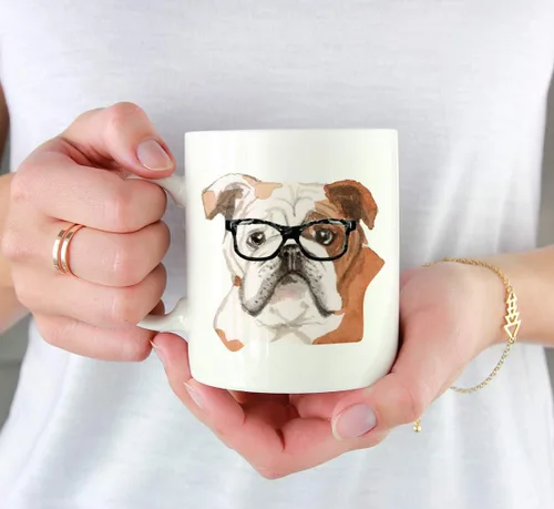 Miniatura 3 de Andaz Press Funny Preppy Dog Art - Taza de café (1.3 fl oz, 0.4 fl oz), diseño de bulldog inglés en vasos negros, 1 paquete, regalo de Navidad