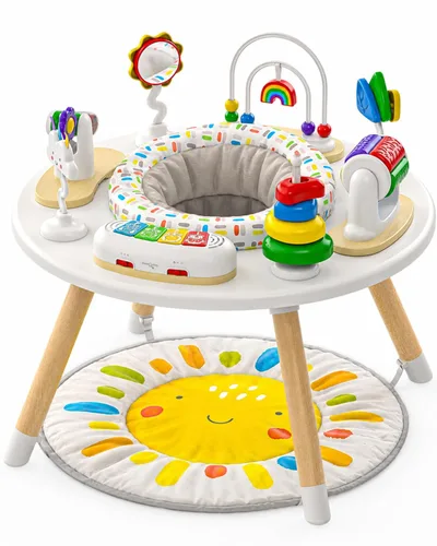 Miniatura 7 de Little Acorn, Centro de actividades para bebés 4 en 1 Diseño inspirado en Montessori 8 juguetes interactivos Tiempo boca abajo, Exersaucer