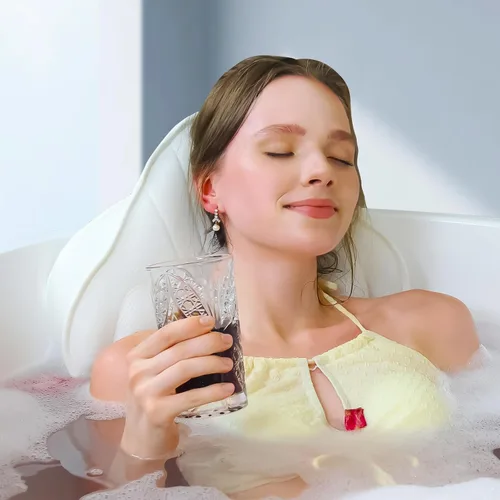 Miniatura 2 de Poemland Almohada de Baño de Lujo Gruesa de Cuerpo Completo y Cojín para Tina con Soporte para Cabeza, Cuello y Hombros para Relajación y Confort