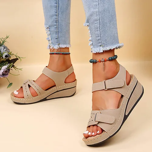 Miniatura 5 de Sandalias ortopédicas de moda para mujer, pantuflas para caminar con soporte de arco, puntera abierta, correa de tobillo, alpargatas de plataforma