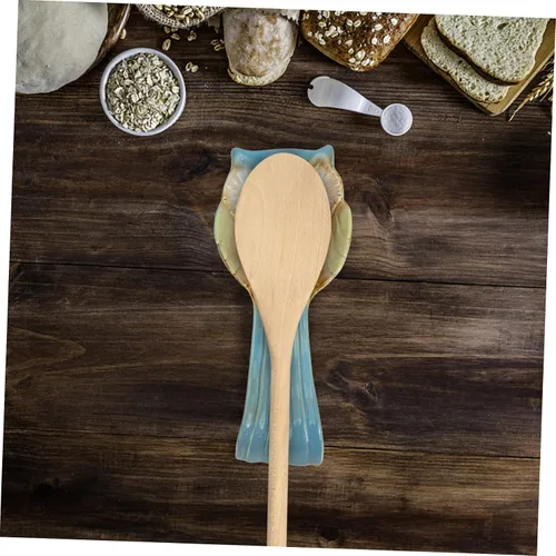 Miniatura 9 de Yardwe Soporte para cucharas de búho, herramientas de decoración, utensilios de servir para bufé, cucharas de sopa, plato de cerámica para reposo