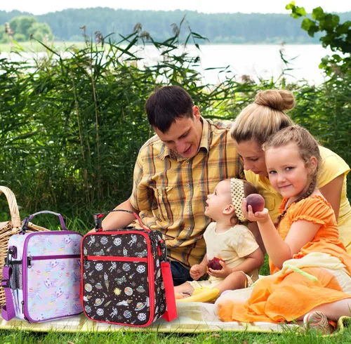 Miniatura 5 de Bolsa de almuerzo aislada para niños, bolsas de picnic térmicas con correa ajustable para adultos, niños, mujeres, hombres, niños y niñas