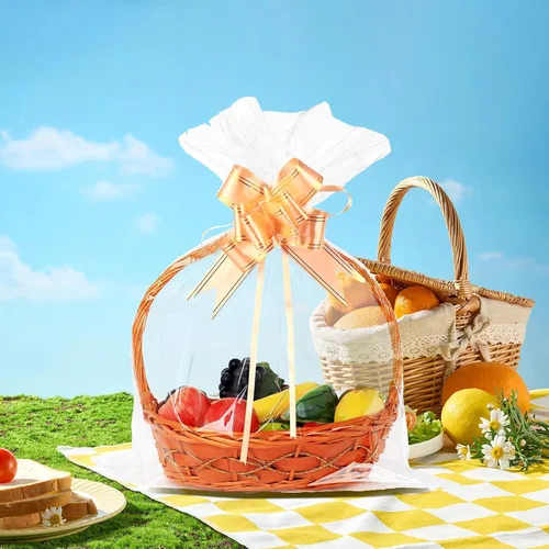 Miniatura 6 de 50 paquetes de bolsas de celofán de 32 x 40 pulgadas para cesta, extra grandes, grandes, bolsas de celofán transparente enormes para canastas