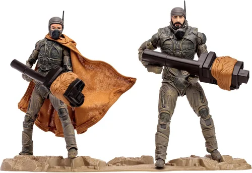 McFarlane Toys Dune: Part Two Stilgar & Shishakli Figuras de acción de 7 pulgadas, paquete de 2 etiquetas doradas, líderes de Fremen increíblemente