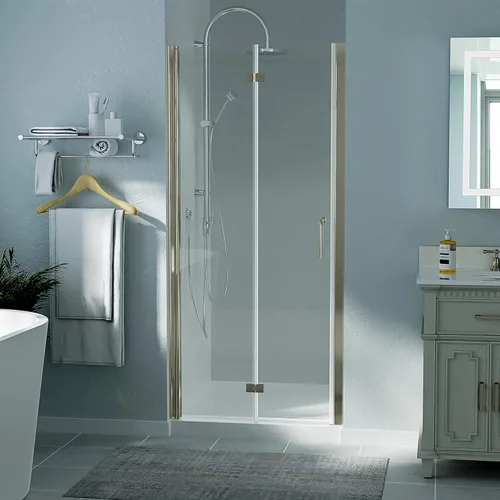 Miniatura 32 de ExBrite Puerta de ducha pivote sin marco de 34-35.5 pulgadas de ancho x 72 pulgadas de alto, puertas de ducha pivotantes de vidrio transparente