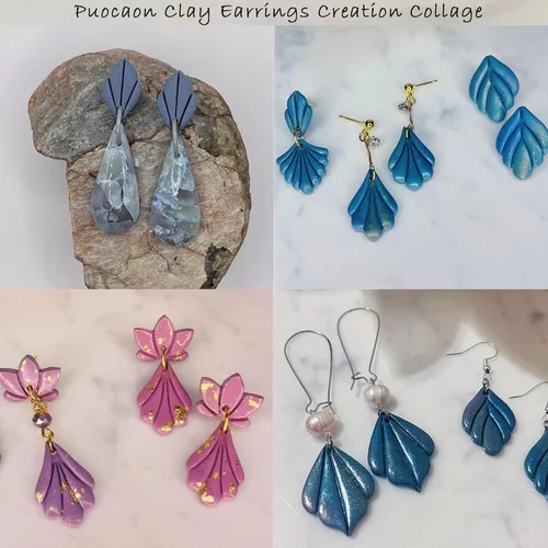 Miniatura 4 de Puocaon Cortadores de aretes de arcilla básica, 21 piezas de cortadores de arcilla polimérica, juego de cortadores de joyas de arcilla geométrica