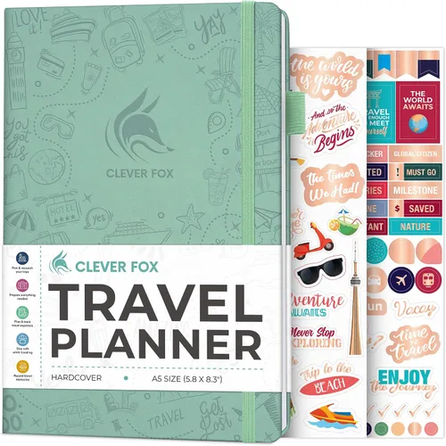 Miniatura 29 de Clever Fox Bolsillo para diario de viaje, organizador de itinerarios de vacaciones y viajes por carretera, diario de memoria de viaje, cuaderno