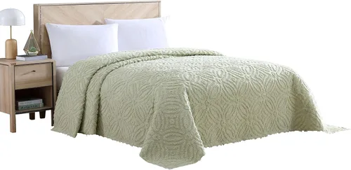 Miniatura 7 de Beatrice Home Fashions Colcha de Chenilla con Patrón Wedding Ring, Full, azul