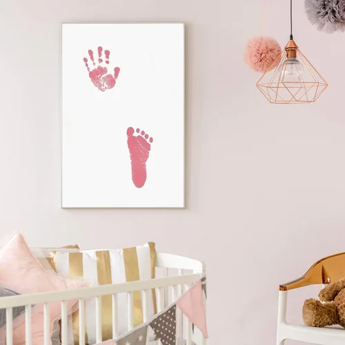 Miniatura 7 de Paquete de 2 almohadillas de tinta grandes sin tinta para manos y huellas, almohadilla de tinta Clean Touch para bebé y mascota