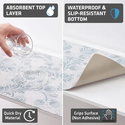 Miniatura 3 de Drymate Forro Premium de Lujo para Estantes y Cajones, Tela Acolchada Gruesa, No Adhesivo, Absorbente, Impermeable, Antideslizante, Forros