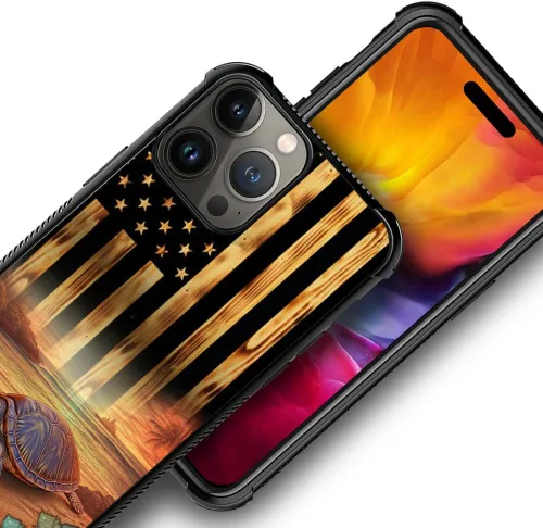 Miniatura 46 de DAIZAG Compatible con iPhone 13 Pro Max, Funda de TPU Protectora Anti-Arañazos Todo En Uno, Fundas para Hombre Mujer - Motivo de Madera Americana