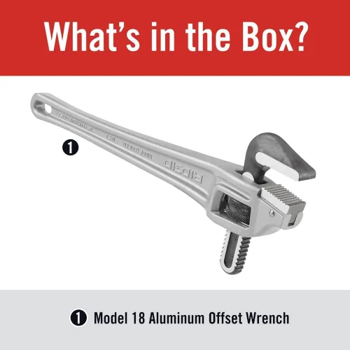 Miniatura 3 de RIDGID 31125 Juego de llaves de tubo de aluminio de 18 pulgadas y 31120 de 14 pulgadas con cabeza de mandíbula de gancho estrecho para espacios