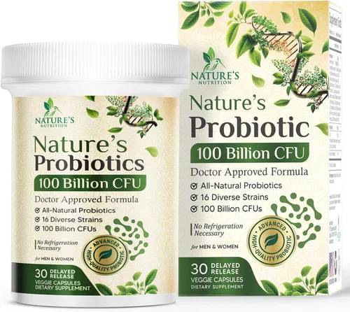Probióticos 100 mil millones de UFC por porción - 16 cepas premium + prebióticos - Suplemento probiótico para adultos - Apoya la salud inmunológica