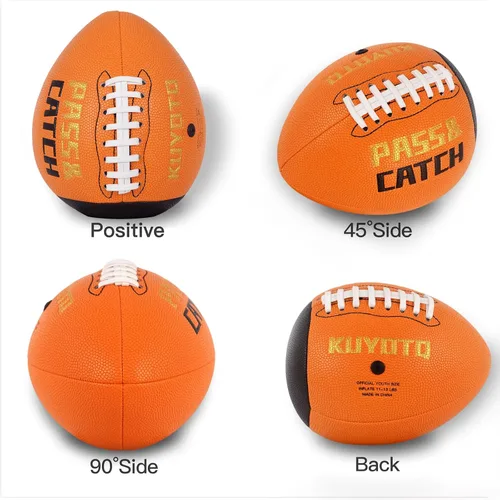Miniatura 6 de KUYOTQ PassCatch Training Football, Kids Size 6(Ages 5-10) Youth Size 7(Ages 8-13) Official Size 9(Ages 13+) Fatherless Bounce Back Composite Naranja