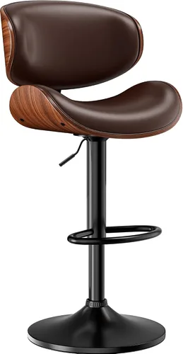 Miniatura 21 de Taburetes de bar, taburetes de bar giratorios ajustables para isla de cocina, sillas de barra de cuero moderno de mediados de siglo de altura