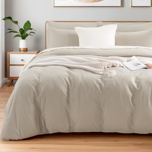 Miniatura 35 de NEXHOME PRO Funda de edredón de algodón para niños, tamaño twin, aspecto de lino, blanco, orgánico, natural, 100% algodón lavado, juego de ropa