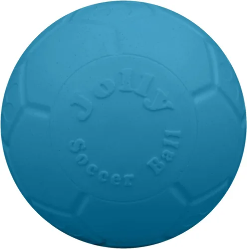 Juguete para perros Jolly Pets gran pelota de fútbol flotante y rebotante, 8 pulgadas de diámetro, azul océano