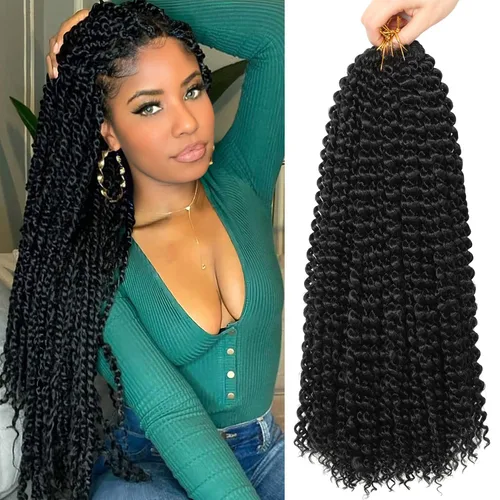 Miniatura 49 de Cabello Passion Twist de 30 pulgadas, cabello rubio de ondas de agua con ganchillo para mujeres, cabello rubio Passion Twist de ganchillo largo 27#
