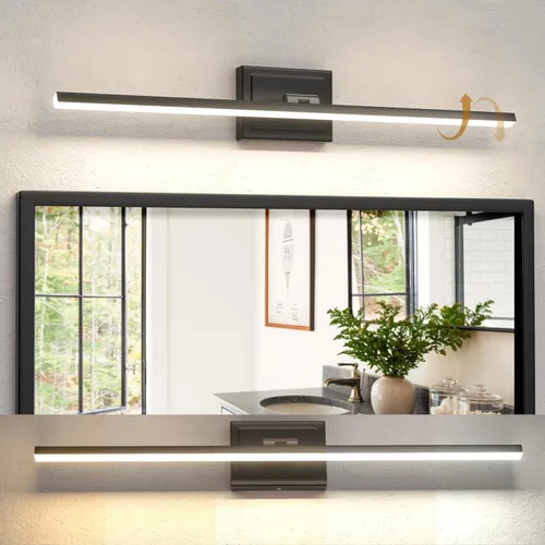 Miniatura 12 de NIORSUN Lámpara de baño moderna de 24 pulgadas, 14W 5CCT regulable LED negro, luces de tocador de baño sobre espejo, luces de tocador para espejos