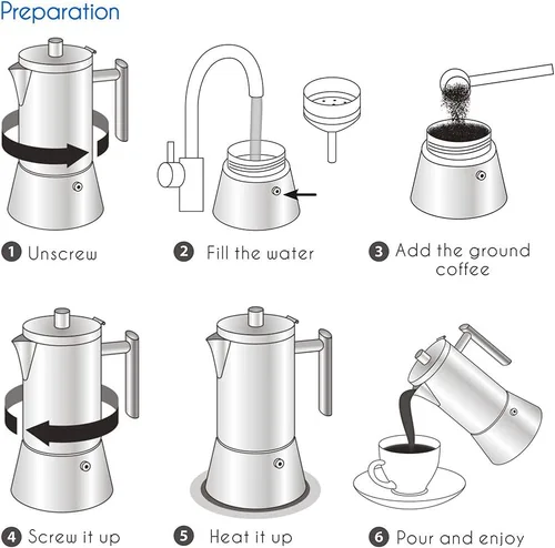 Miniatura 4 de Easyworkz Diego - Cafetera de café expreso de acero inoxidable para 12 tazas, 17.5 onzas, con cuchara de café retro de acero inoxidable con mango