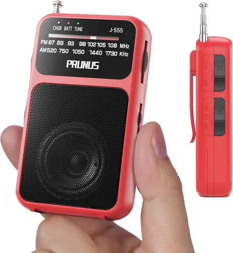 Miniatura 8 de PRUNUS J-555 - Radio de Bolsillo AM FM con Carga USB-C y Batería, Excelente Recepción y Altavoz Claro con Conector para Auriculares, Clip Posterior
