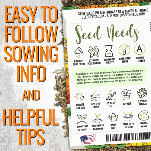 Miniatura 2 de Seed Needs semillas de Caléndula Pacific Beauty Mix más de 5,000 semillas Calendula Officinalis no modificadas genéticas anuales grandes flores