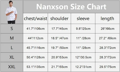 Miniatura 7 de Nanxson Chaqueta de chef unisex de manga cortalarga para hombres y mujeres CFM0001