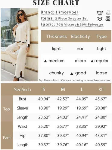 Miniatura 6 de Himosyber Conjunto de suéter de 2 piezas para mujer, sudadera de punto sin botones y pantalones deportivos