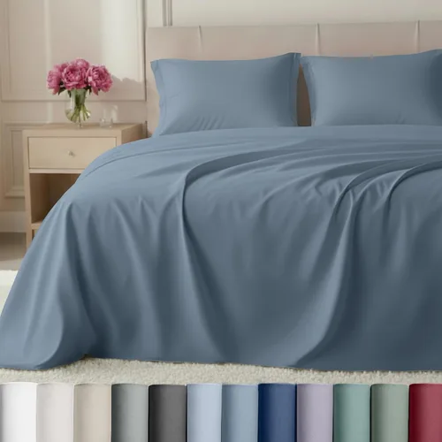 Miniatura 15 de California Design Den Juego de sábanas King de bolsillo profundo, sábanas de lujo de 800 hilos, juego de ropa de cama de satén 100% algodón
