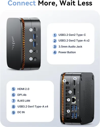 Miniatura 4 de KAMRUI Mini PC Pinova P1, AMD Ryzen 4300U (Beats i3-10110U/3500U), 16 GB RAM 256 GB SSD, mini computadora de escritorio triple 4K, USB-C, WiFi