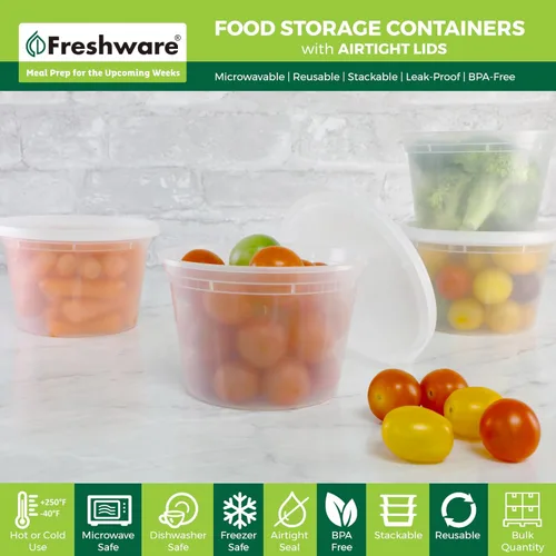Miniatura 2 de Freshware Contenedores de almacenamiento de alimentos [50 juegos] recipientes de plástico de 16 onzas con tapas, slime, sopa, recipientes