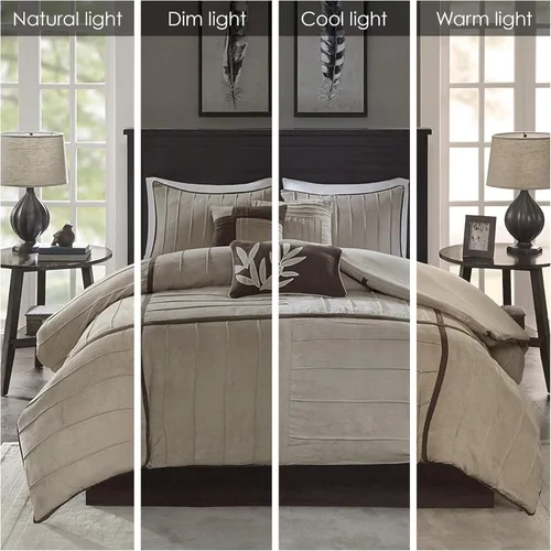 Miniatura 2 de Madison Park Juego de edredón acogedor con diseño de bloques casual para todas las estaciones, falda de cama a juego, almohadas decorativas, King