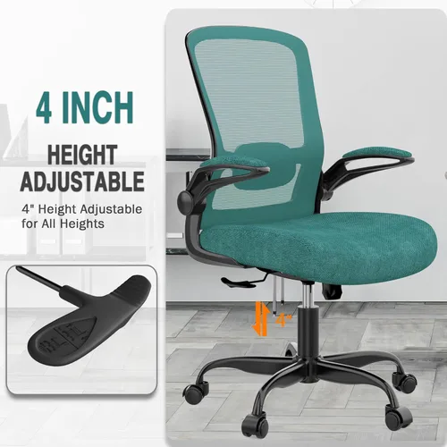 Miniatura 5 de Mimoglad Silla de Oficina, Silla de Escritorio Ergonómica con Soporte Lumbar Ajustable, Silla de Computadora de Malla de Respaldo Alto con Verde