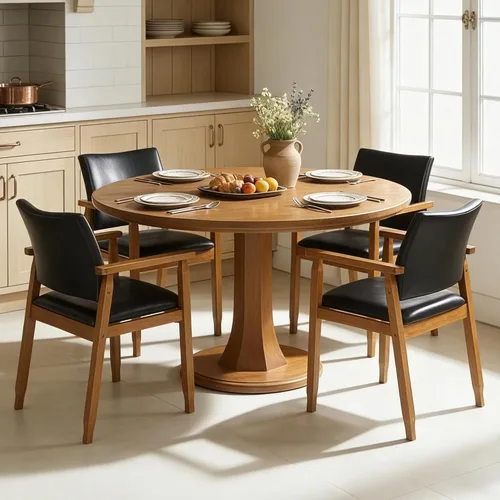 Miniatura 9 de NOBPEINT Mid-Century - Juego de 2 sillas de comedor modernas con reposabrazos, tapizadas de piel sintética con marco de madera maciza, sillones