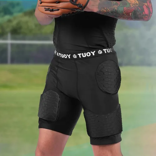 Miniatura 8 de TOUYR - Camiseta de compresión acolchada y pantalones para hombre, chaleco de entrenamiento sin mangas y pantalones cortos, conjunto de costillas