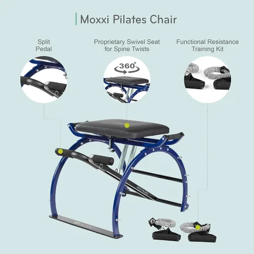 Miniatura 5 de Moxxi Silla de pilates, silla de ejercicio con bandas de resistencia, equipo de entrenamiento para gimnasio en casa, capacidad de peso de hasta 250
