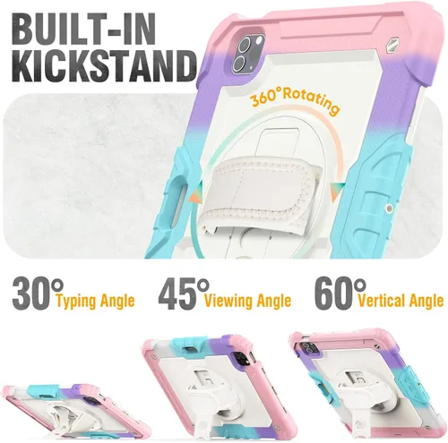 Miniatura 5 de HXCASEAC Funda para iPad Pro de 11 pulgadas (2022/2021/2020/2018) a prueba de golpes con soporte para lápiz, protector de pantalla, correa de mano