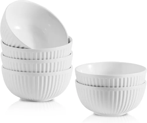 Miniatura 18 de HASENSE Juego de 3 cuencos pequeños de mezcla, cuencos de porcelana acanalados negros de 1.5/1/0.5 cuartos de galón para cocina, cocción, horneado