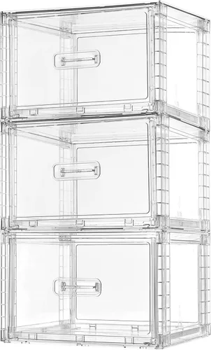 Miniatura 11 de Vtopmart - Paquete de 4 unidades de cajones de almacenamiento apilables transparentes de 18QT, organizadores de armario de fácil montaje
