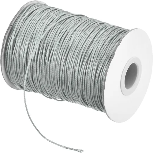 Miniatura 35 de MECCANIXITY Cordón encerado de poliéster encerado de 0.031 in, cuerda de cera de 175 yardas para hacer pulseras, collares, cuentas, joyería y Caqui