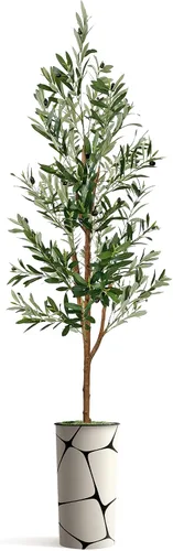 Miniatura 2 de SIGNWIN - Árbol artificial en maceta con diseño y textura de flores y pájaros, decoración moderna, planta de piso, para el hogar u oficina