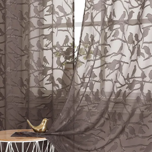 Miniatura 52 de OVZME Anji - 2 paneles de cortinas traslúcidas de gasa marrón de 72 pulgadas de largo para dormitorio, doble bolsillo para barra, tela ligera