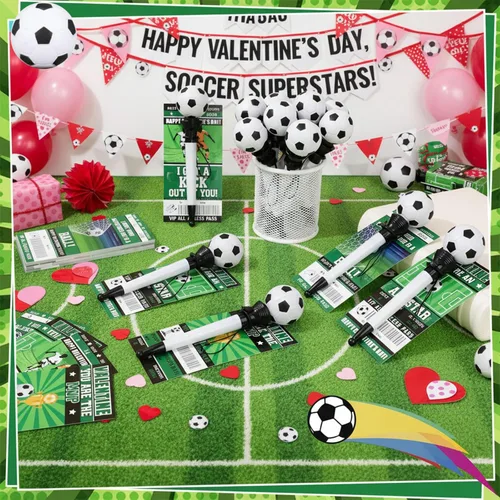Miniatura 4 de Sayglossy Juego de 28 tarjetas deportivas para el día de San Valentín con bolígrafo – Bolígrafos de fútbol 2026, tarjetas deportivas para el día