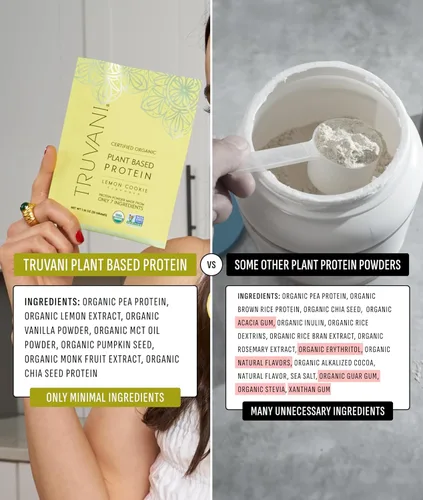 Miniatura 5 de Truvani Proteína vegana de guisante en polvo Galletas de limón 0.71 oz de proteína orgánica a base de plantas Paquetes de viaje de una sola