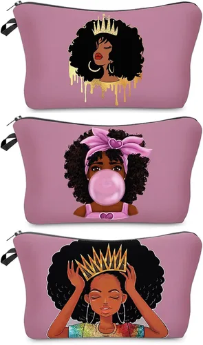Miniatura 11 de Bolsa de maquillaje afroamericana para monedero, bolsas de cosméticos negras afro para mujer, regalo inspirador, pequeña bolsa de cosméticos