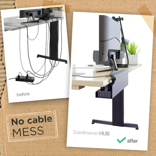 Miniatura 2 de Bandeja de organización de cables para debajo del escritorio, organizador sin taladros para escritorio de cristal. Estante perfecto para organizar